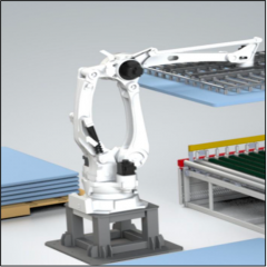 YY-2840 KAWASAKI ROBOTIC ARM (INCLUDING BASE AND NEEDLE PLATE CLAMP), FOR MOVING MATTRESS TOPPERS AND POLYURETHANE FOAM SHEETS SO THAT THEY CAN BE LAMINATED